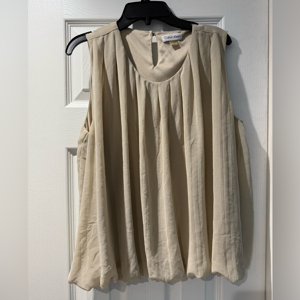 Calvin Klein Women's Beige Pleated Blouse